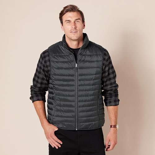 Amazon Essentials Men's Lightweight Water-Resistant Packable Puffer Vest - color: Black, size: X-Small