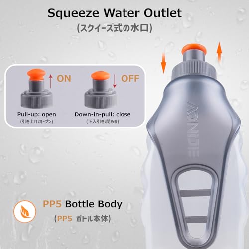 Azarxis Running Water Bottles Leakproof 250ml Clip on Flask, BPA Free Hydration Belt Waist Packs Replacement for Triathlon Marathon Hiking Cycling Climbing Jogging Runner (White & Gray)