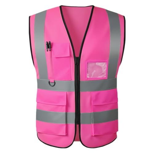 Safety Vest High Visibility Reflective Construction Vest - color: Pink, size: Small