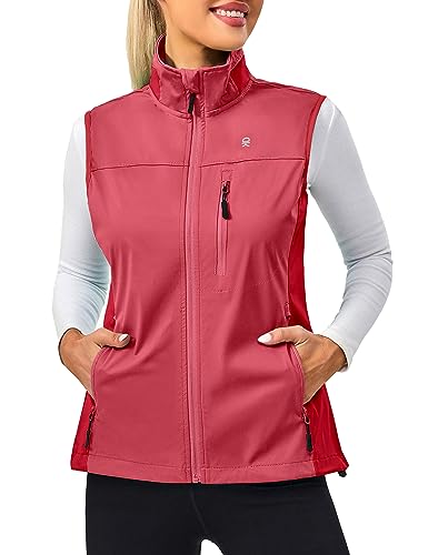 Little Donkey Andy Women's Lightweight Vest Windproof Sleeveless Jacket - color: Red, size: Small