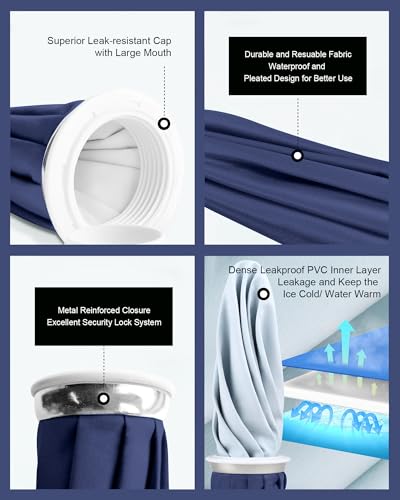 Ice Pack for Injuries Reusable, Ice Bags Reusable Hot Water Bag for Pain Relief, Hot & Cold Therapy Ice Bag, No-Leak Elastic Breathable Ice Cold Pack, Size 11" 2Pcs - style: 11"