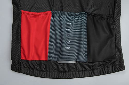 Men's Cycling Jersey Set Cycling Kit Bicycle Jersey Rear Zipper Pocket Bike Bib Shorts with Pockets Race Fit High Density Pad - color: Black/Red Set, size: Medium