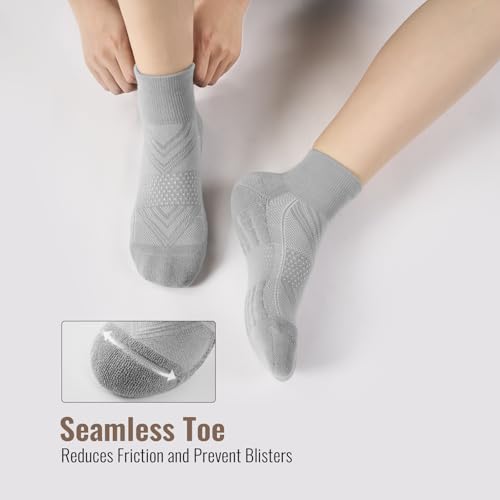Ankle Socks Women White Black, 6/12 Pairs Running Quarter Socks - color: Light Gray, size: 5-8