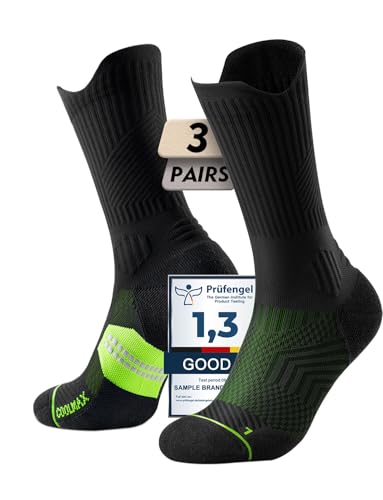 Juclise Men's Compression Running Crew Socks, 3 Pairs - color: Gradient Lime, size: Medium