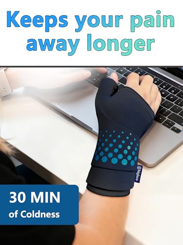 Wrist &Thumb Ice Pack Wrap-Thickened Gel for Long-Lasting Cold Compression - color: 1 Pack-black, size: S/M