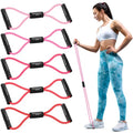 Resistance Bands with Handles, Figure 8 Fitness Bands, Exercise Bands Set - color: Pink series, size: 5pcs