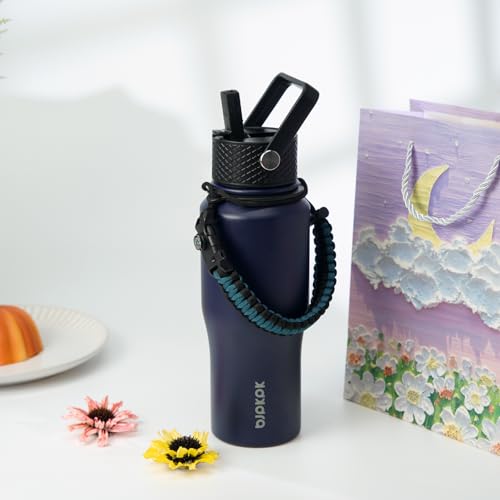 BJPKPK 35oz Insulated Water Bottle with Handle & Straw Lid, Stainless Steel - color: Black, style: 35oz-Side Handle