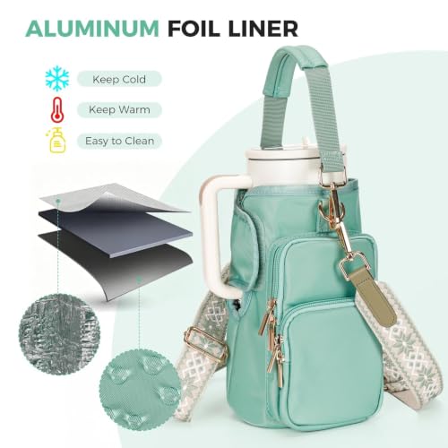 Water Bottle Carrier with Strap, Water Bottle Holder for Daily Use - color: Green