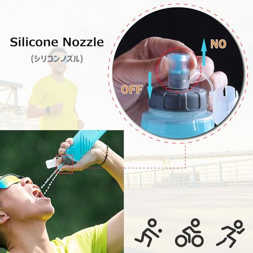 Azarxis TPU Soft Flask Collapsible Water Bottle Running Folding Gel Water Reservoir Handheld for Hydration Pack Hiking Cycling Climbing Jogging Marathon Trail Race - color: #02 Blue - 500 ml - 1-pack