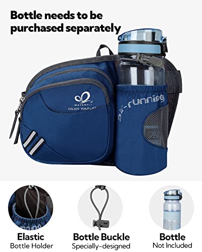 WATERFLY Fanny Pack Waist Bag: Waist Pack for Women Men with Water Bottle Holder Hiking Fanny Pack for Running Walking DogWalking Travel Cycling - color: Sapphire Blue