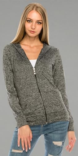 Eevee Women's Full Zip Hoodie - Lightweight Jacket Active Sweater Hooded Sweatshirt Slim Fitting Yoga Activewear - color: Act Grey, size: Small