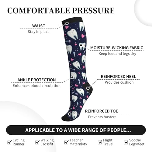 Compression Socks Women and Men 15-20mmHg-Circulation Support Socks for Athletic Running Cycling - color: Dental
