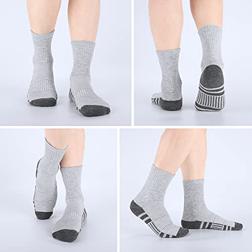 Felicigeely Athletic Crew Socks Cushioned Breathable for Men & Women 6 Pack - color: Double Stripe Grey, size: 6-9