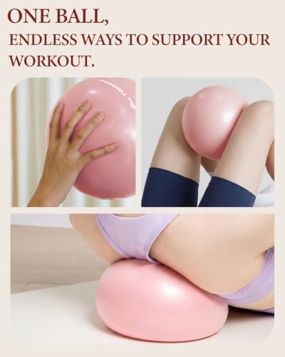 Trideer 9 Inch Pilates Ball with Inflation Straw, Small Exercise Yoga Ball - color: Blush Pink