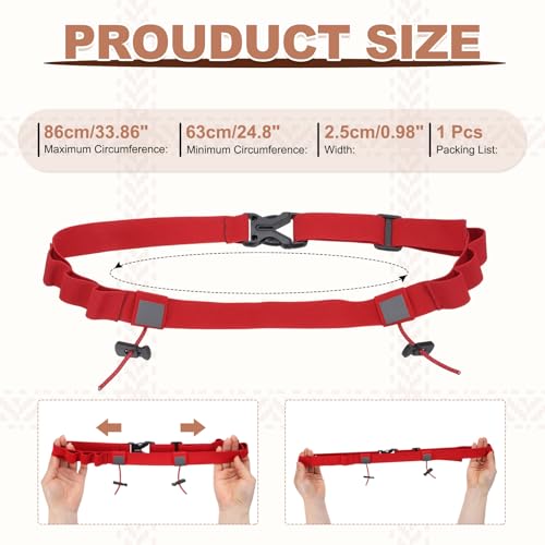 Bib Belt, Race Belt Triathlon Running Number Holder Elastic Comfortable with 6 Gel Loops, Sport Race Bib Holder 1Pcs, Red for Runners/Marathon/Cycling - color: Red
