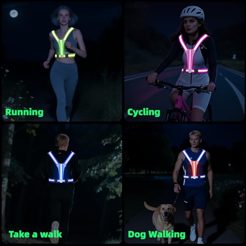 LED Reflective Vest, Rechargeable Light Up Running Vest