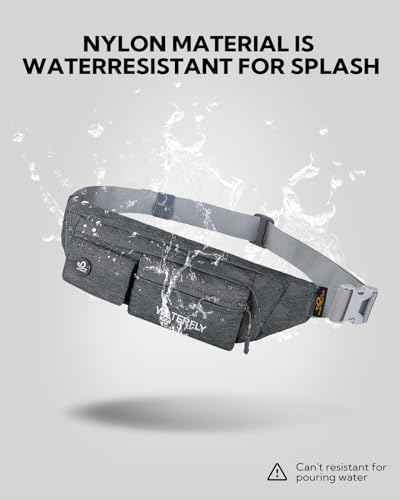 WATERFLY Small Fanny Pack for Women Men, Crossbody Travel Waist Bag - color: Dark Gray