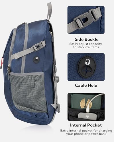 WATERFLY Lightweight Packable Hiking Backpack, 30L Day Pack Dark Blue - color: Dark Blue