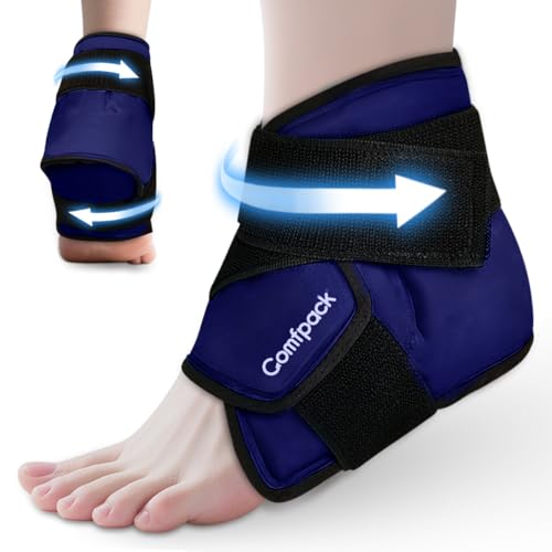 Comfpack Ankle Ice Pack Wrap for Swelling, Heel Ice Pack for Pain Relief, Hot Cold Therapy Cold Pack for Plantar Fasciitis, Achilles Tendonitis, Ankle Sprain, Foot Pain, Navy - color: Dark Blue-1 Pack