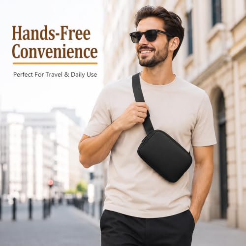 Fanny Pack, Adjustable Crossbody Waist Bag, Black - color: Black