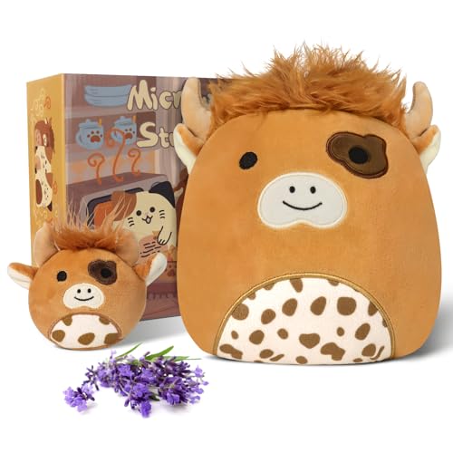 Highland Cow Microwavable Heating Pad – Weighted Stuffed Animal for Cramps, Stress & Muscle Relief, Lavender Scented Warm Plush Highland Cow, Cozy Gift for Women & Teens, Removable Heat Pack - color: Highland Cow Stuffed Animal