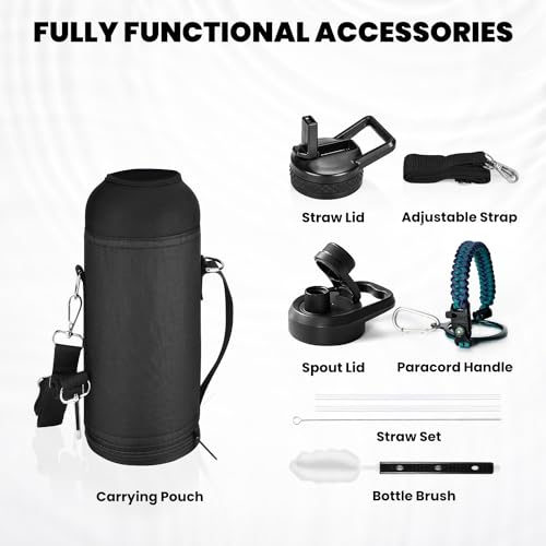 RAYMYLO Insulated Water Bottle 40 oz, Triple Wall Vacuum Stainless Steel - color: Cyan Blue, size: 40 Ounces