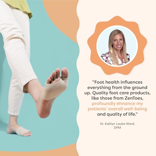 ZenToes Metatarsal Pads for Women, Ball of Foot Gel Cushion Sleeve, Medium - color: Beige, size: Medium