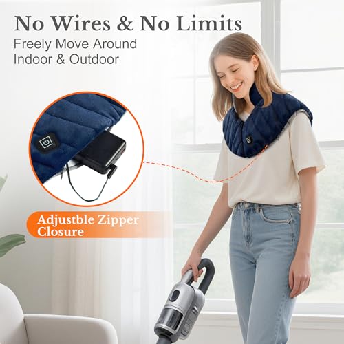 Portable Cordless Heating Pad for Neck and Shoulders Back, 15000mAh Battery