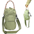 Wongeto Water Bottle Holder with Strap,25oz/40oz/64oz Water Bottle Carrier Sling Bag with Phone Pocket Crossbody Adjustable Shoulder with Hand Strap for Walking - color: Green