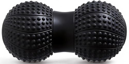 8 Inch Large Peanut Massage Ball Roller for Large Muscle Groups, Deep Tissue Double Massage Ball for Neck,Back,Leg,Low Back,Peanut Myofascia Release Ball for Muscle Knots&Physical Therapy - color: Black