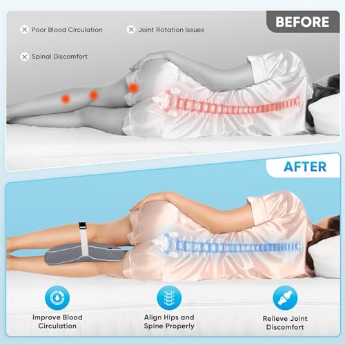 Knee Pillow with Soft Strap for Side Sleepers, Grid - Black - color: Grid - Black