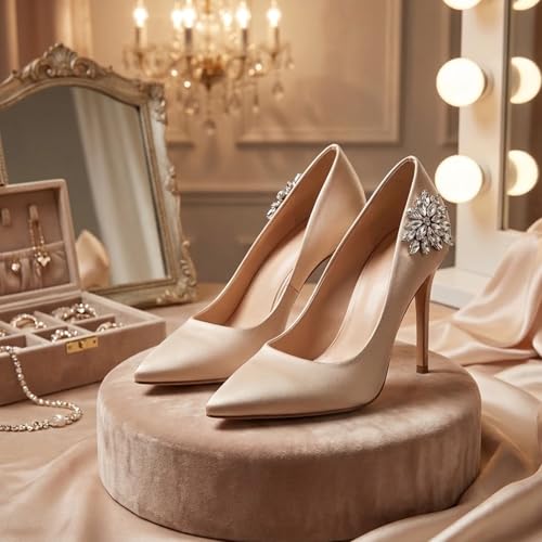 4Pcs Shoe Clips Charms for Women Rhinestone Shoe Clips Sliver Rhinestone Shoe Clips Elegant Crystal Sparkling Heels for Bridal Wedding Shoe Charms Decoration