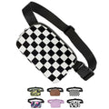 Tapp Collections Unisex Mini Crossbody Belt Bag with Adjustable Strap Small Waist Pouch for Workout Running Traveling Hiking - A Pattern/Checker Black & White, 8’’ x 2’’ x 5’’ - color: A Pattern / Checker Black & White
