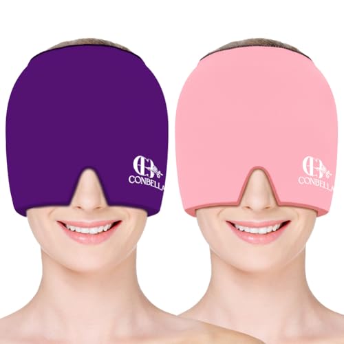 Migraine Relief Cap, Soothing Headache Ice Face Mask Products - color: Pink+purple