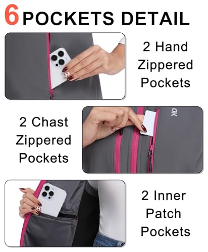 Little Donkey Andy Women's Fleece Softshell Vest Windproof Multi Pockets - color: Grey, size: Medium