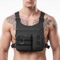 Criuage Chest Bag for Men, Lightweight Adjustable Running Vest, Water Resistant EDC Chest Pack with Water Bottle Pocket, Breathable Back Pad for Hiking Cycling Fishing Travel (Black) - color: Black