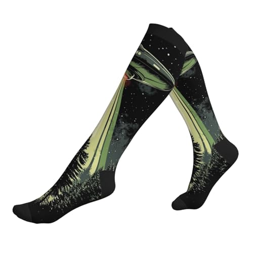 Compression Socks Knee High Circulation Support Socks For Women Men Athletic Running Hiking Travel - color: Spaceship