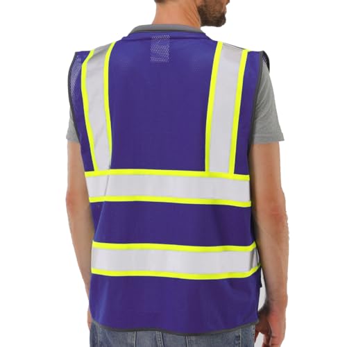 Neopelta Hi Vis Reflective Safety Vest for Men Women Purple Mesh/Yellow L - color: Purple / Yellow Trim, size: Large