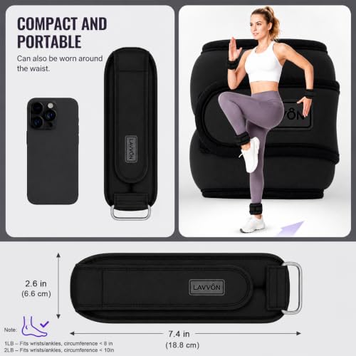 Ankle Wrist Weights for Women&Men1Lb/2Lb-of 2 Small Size-Arm Leg Weight Set - color: Black, size: 1lb x2