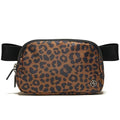 Pander Nylon Fanny Pack for Women, Two-Way Zipper Crossbody Bag - color: Midnight Leopard