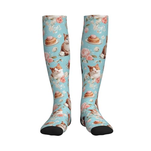 Cute Compression Socks Knee High Support Stockings Women Men - color: Cute Cats