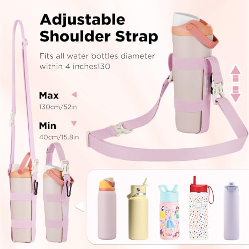 EasyAcc Water Bottle Holder Strap Sling, for Owala FreeSip 24 32 40 oz, Hydro Flask, Cirkul, Yeti, Stanley Flip, Universal Water Bottles, with Carabiner, for Walking Curise Travel (Bottle Excluded) - color: Sparkling Sherbet