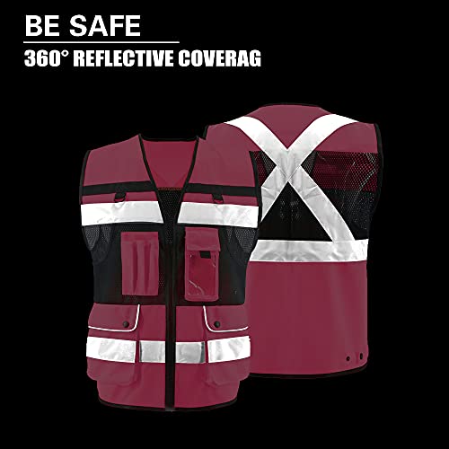 Safety Vest High Visibility Reflective Construction Vest for Men - color: Pink, size: Large