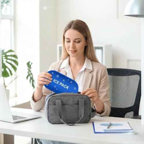 Saugnlsb Reusable Lunch Bag Ice Pack, 8.3“ x 4.1” Freezable Gel Packs for Travel, Medicine, and Food Storage Cooling (2-Pack, Blue)
