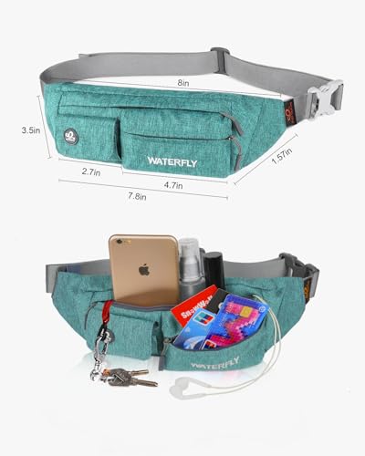 WATERFLY Small Fanny Pack for Women Men, Crossbody Travel Waist Bag - color: Dark Green