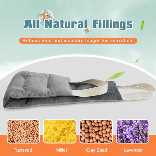 uncn Heating Pad for Neck Shoulders and Back Microwavable Wrap Weighted Neck Warmer 32x5in Microwave Heat Wrap Rice Beanbag Lavender Scented 1.5Pounds - color: Gray