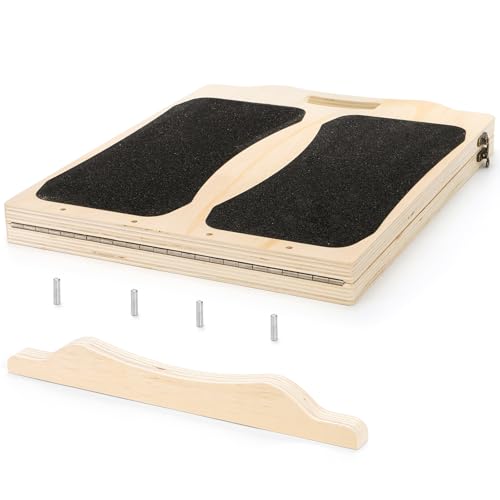 Yarlung Wooden Slant Board for Calf Stretching, Portable Squat Incline Board for Knees Ankle Leg Heel, Adjustable 5 Angles Calf Stretch Wedge for Exercise, Physical Therapy (Pack of 2) - size: 16"L x 12.5"W x 1.5"H (Pack of 2)