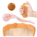 SIMPOR 3-in-1 Labor Comb Set with Handheld Massage Roller & Acupressure Ball, Wooden Birth Comb, Natural Labor and Delivery Essentials for Back Tension, Pregnancy & New Mom Gifts