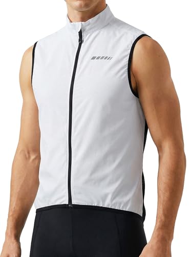 qualidyne Men's Windproof Cycling Vest, Full-Zip Sleeveless Bike Gilet - color: White, size: Large