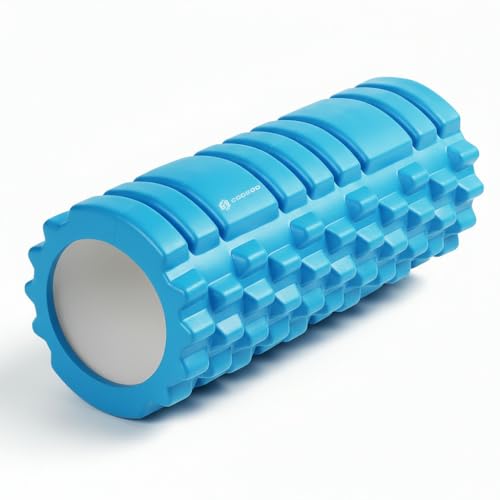 Foam Roller - Deep Tissue Medium Density Muscle Massager with Myofascial Trigger Point Release, Back Massage Roller for Soreness and Mobility 13 x 5.5 Inch, with eBook - color: Sky Blue